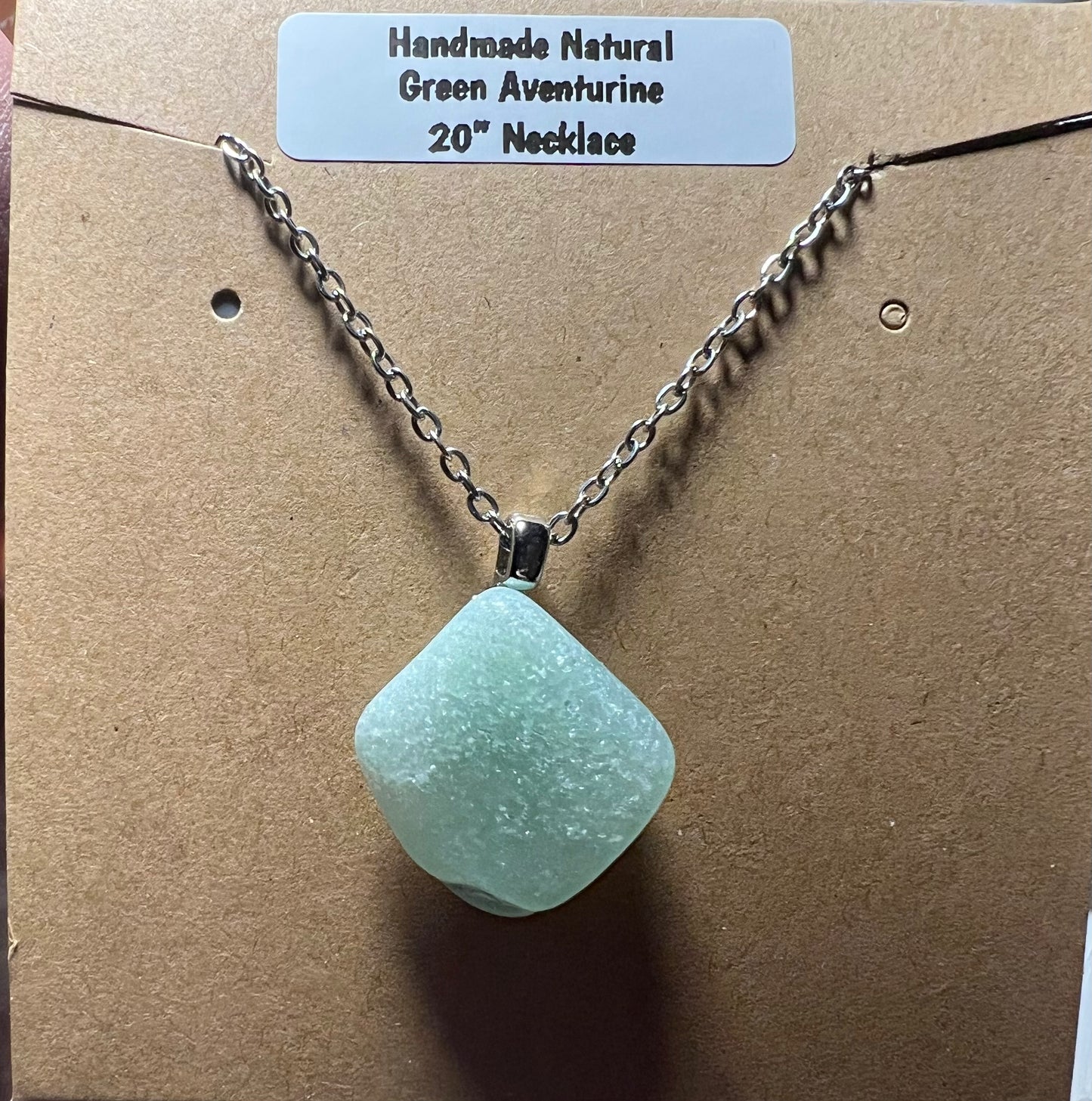 Handmade Green Aventurine Necklace with 20” Stainless Steel Chain (25)
