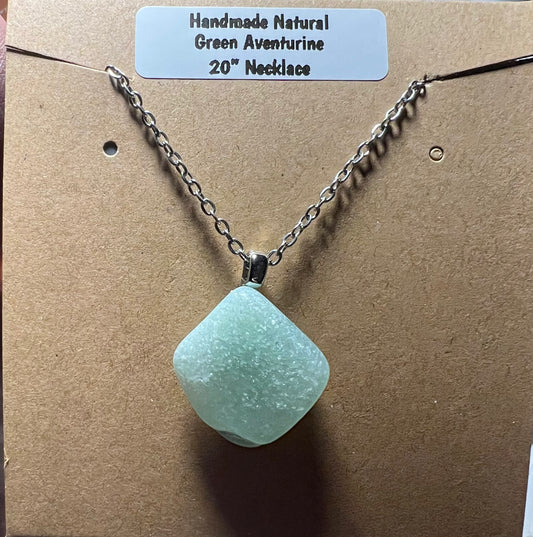 Handmade Green Aventurine Necklace with 20” Stainless Steel Chain (25)